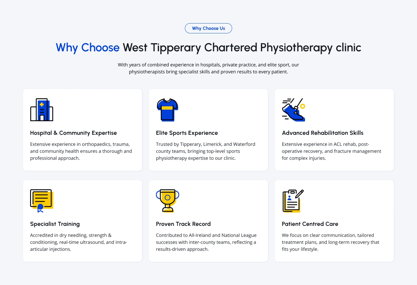 West Tipperary Chartered Physiotherapy Why Choose us section